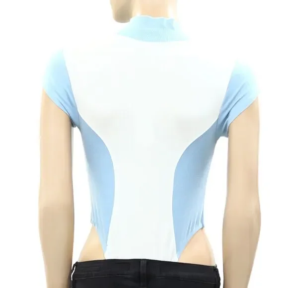 Out From Under Urban Outfitters Samira Bodysuit Top High Neck Zip-Up S 285380 - Picture 8 of 9